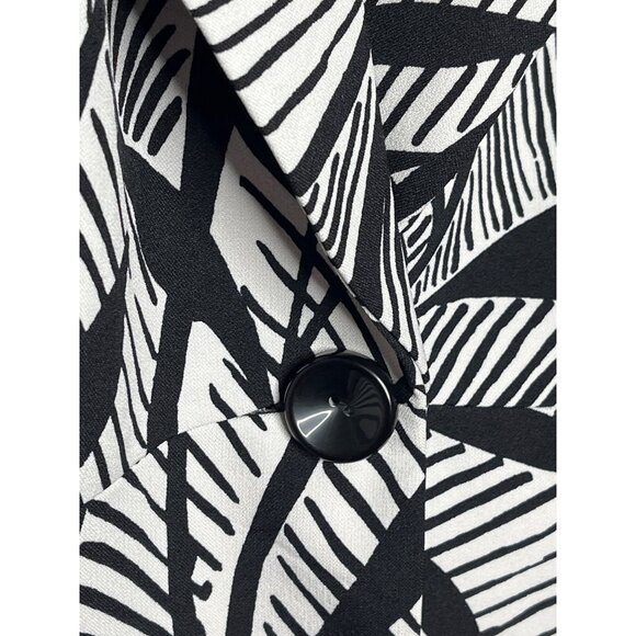 Kasper Black White Abstract Blazer 6 Modern Workwear One Button Jacket - Picture 7 of 13